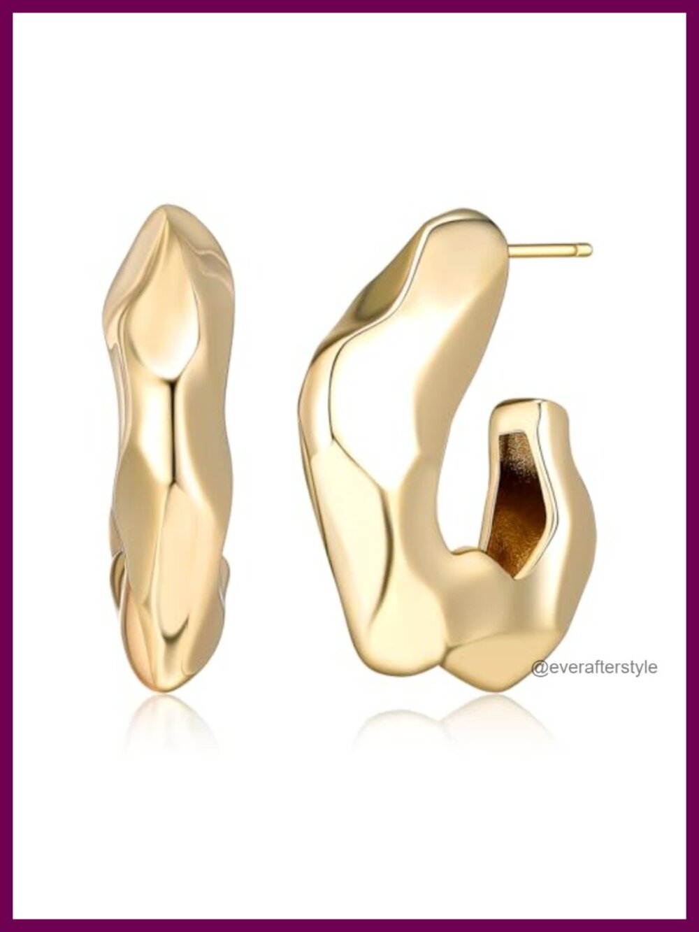 Gold Plated Open Hoop Earrings Teardrop Statement Jewelry for Women